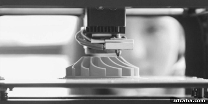 3D printer in an industrial setting, symbolizing the future of manufacturing