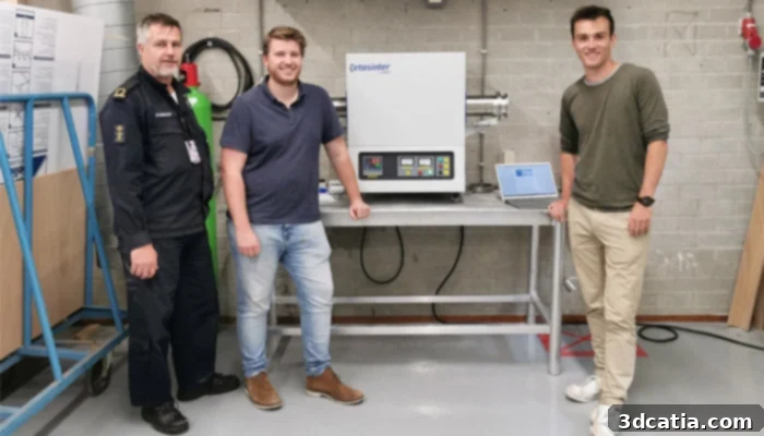 Oscar Koenig and Max Nijpels with a 3D printer for the Dutch Navy