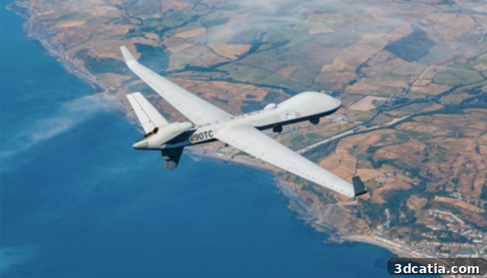 General Atomics MQ-9B SkyGuardian, a state-of-the-art Unmanned Aircraft System benefiting from additive manufacturing.