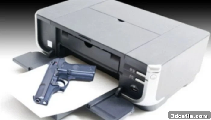 3D printed gun highlighting military defence applications of additive manufacturing.