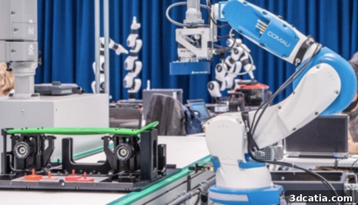 Comau robotic arm in an industrial setting