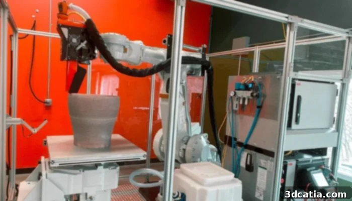 Massive Dimension large format 3D printer with robotic arm