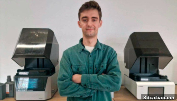Serge Gavrilov, General Manager of RAYSHAPE London, standing next to RAYSHAPE 3D printing solutions.