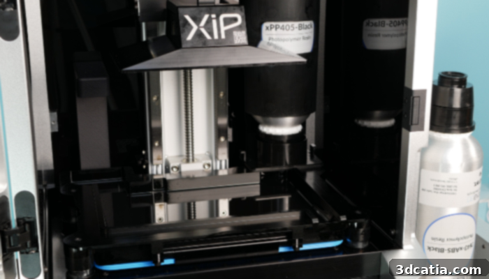 XiP resin vat held by electromagnets