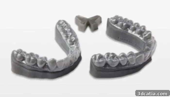 A series of transparent 3D printed clear aligners, demonstrating customization for orthodontic treatment.