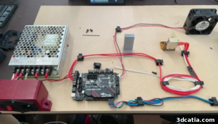 The Polyformer machine under construction, showing its innovative components designed to recycle plastic bottles into 3D printer filament.