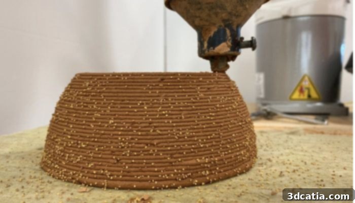 3D printed soil prototype with green sprouts