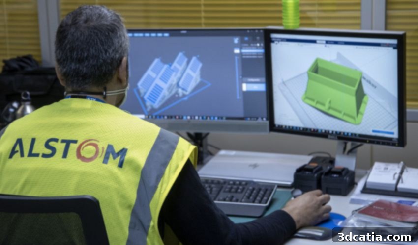 3D printed spare part for high-speed train, showcasing intricate detail and robust construction using advanced additive manufacturing techniques.
