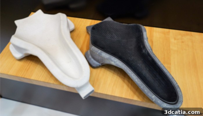 Close-up of an isotropic 3D printed mold created with Massivit 3D's Cast In Motion technology.
