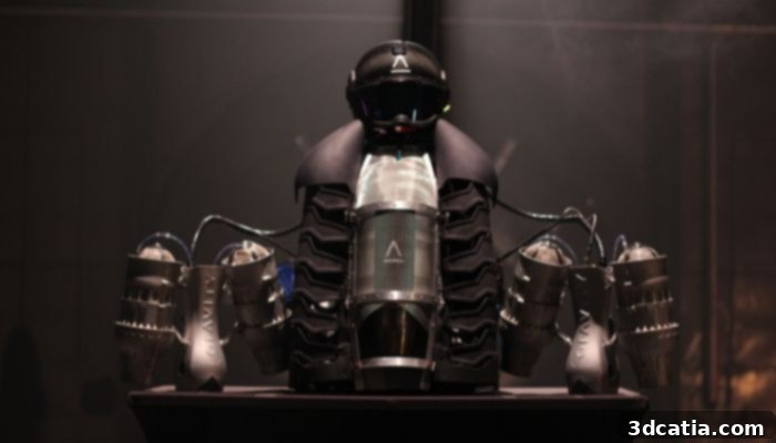 Gravity Industries 3D printed Jet Suit showcasing advanced manufacturing.