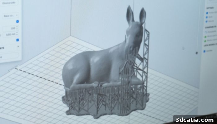 A 3D model of the intricate nativity scene, illustrating the initial digital design phase before 3D printing.