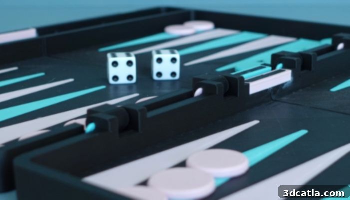 3D printed backgammon set from an stl file, personalized board game