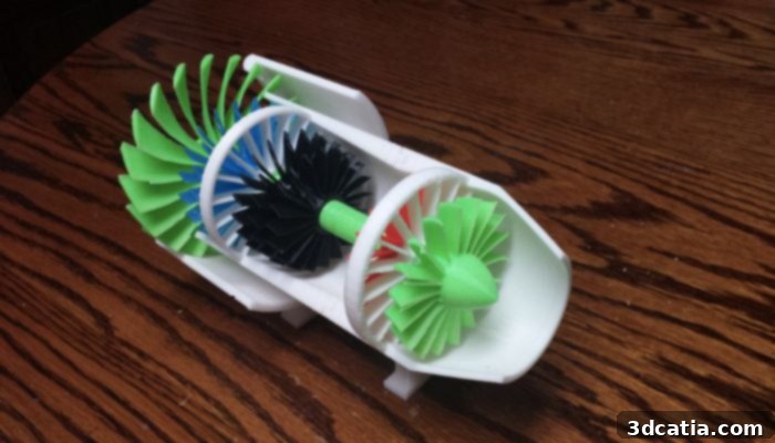 3D printed turbofan engine model