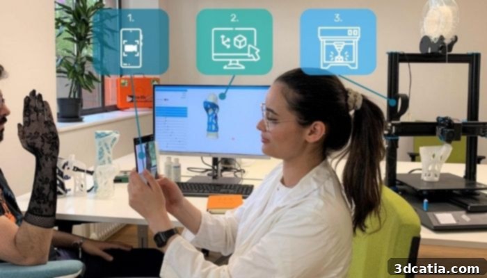 3D printed veterinary orthotic device by Think3DDD on an animal's leg.