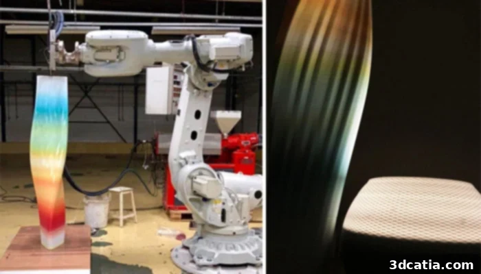 Examples of 3D printed furniture and design objects made from recycled plastics by POOLP.