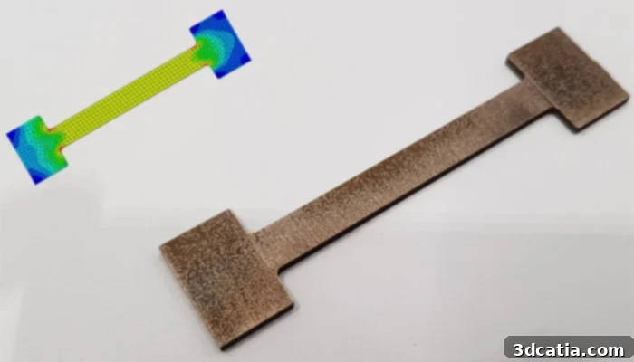 3D printed bronze-steel alloy test part