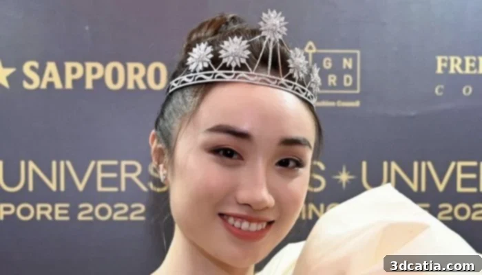 Miss Universe Singapore Carissa Yap wearing her 3D printed orchid national costume