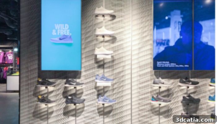 Aectual collaborated with Nike London to design a wall for the store in Oxford Street