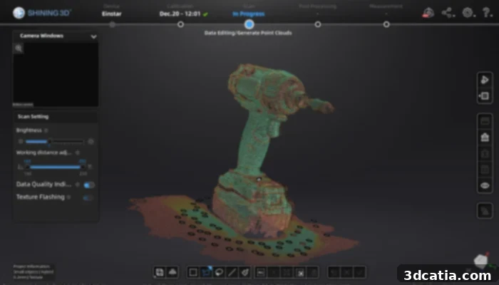 SHINING 3D Einstar scan quality visualization in Exstar