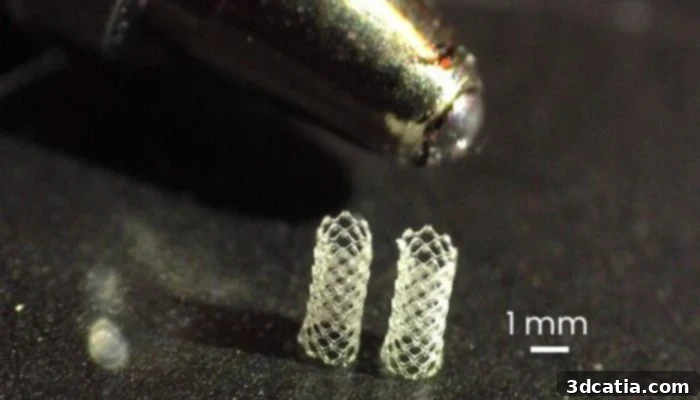 2 mm high stents printed with MicroLight3D MicroFAB-3D