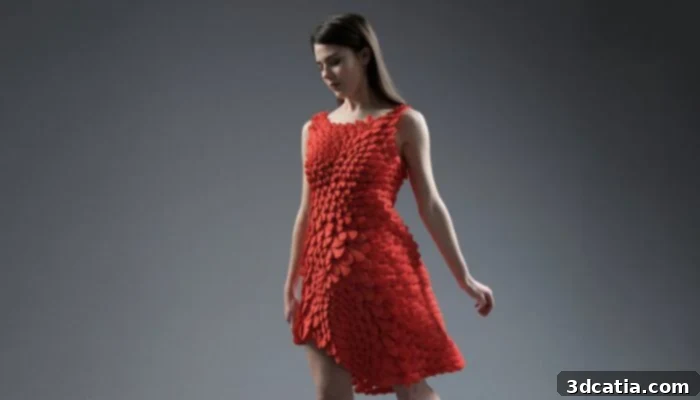 The Kinematic Petals Dress, a 3D printed fashion piece