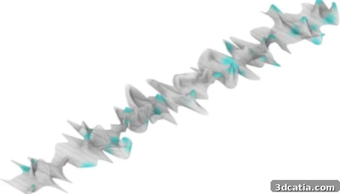 3D model of Kurdish language with blue highlights indicating direct reported speech
