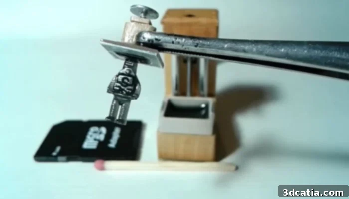 A tiny 3D printed mannequin, showcasing the precision of the mini 3D printer created by My N Mi.