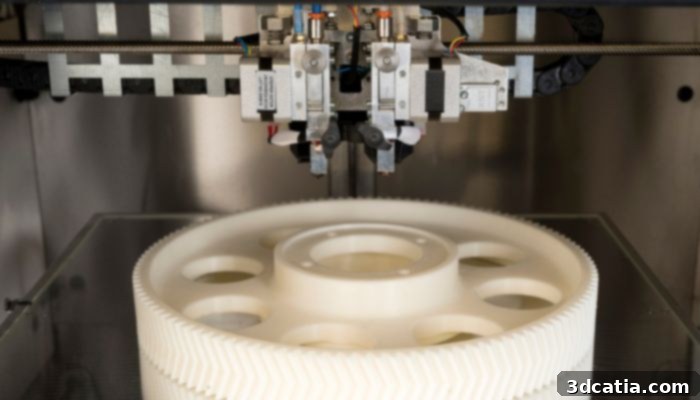 OMNI3D industrial 3D printer featuring advanced double extrusion for complex materials like ABS, enhancing manufacturing versatility.