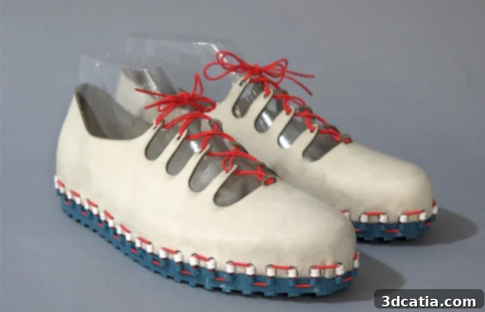 Alex Reed showcasing 3D printed shoe details