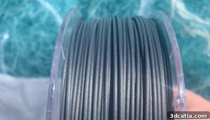 Close-up of 0rCA spool in fishing net, showcasing recycled material