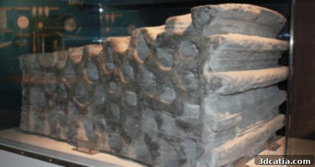 Close-up of 3D printed blocks demonstrating lunar regolith as a construction material.