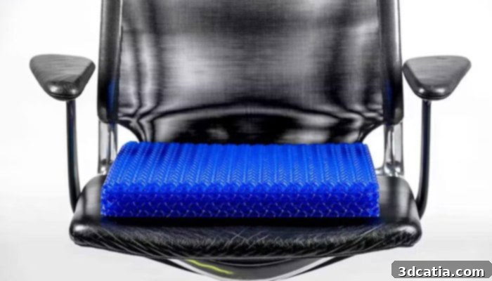 3D printed wheelchair cushion demonstrating its breathable lattice structure