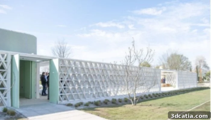 Aectual's 3D Printed Pavilion Wall with claustra structure in UAE