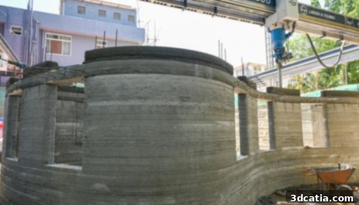 3D printed post office walls in progress