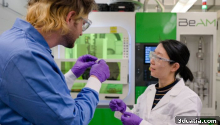 Dr. Niall O’Dowd and Xuan Zhang collaborating on metal 3D printing research