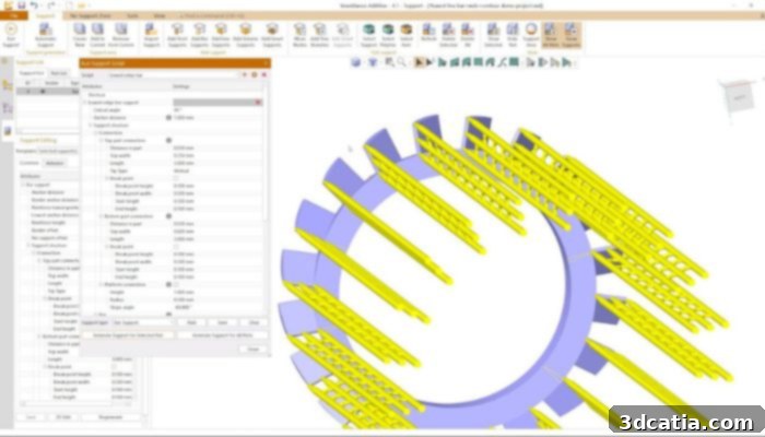 VoxelDance Additive 4.1 introduces new support types, including lowest line bar support.