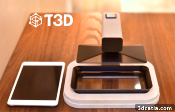 The T3D mobile 3D printer showcasing its compact design and full-color printing capabilities