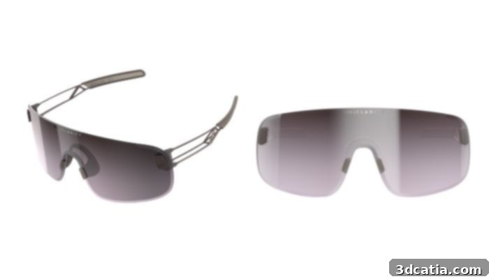 POC Elicit Ti sunglasses on a white background, showcasing their frameless design and clear lenses.