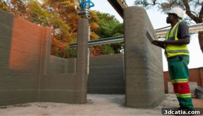 A 3D printed house in Africa demonstrating global adoption of construction 3D printing.