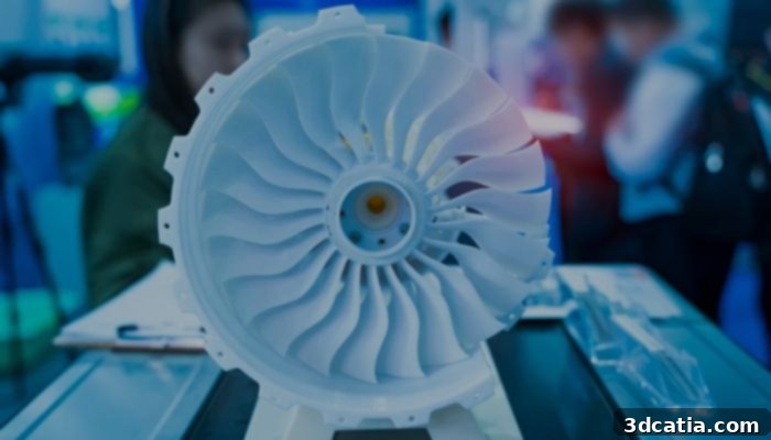 Vapor smoothing applied to aerospace parts, showing complex geometries with refined surfaces.