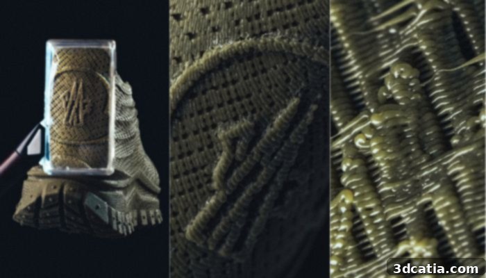 Close-up of the freshly debuted Zellerfeld x Moncler Trailgrip 3D sneaker, highlighting its intricate mono-material construction and unique surface texture.