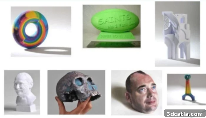 Laminated Object Manufacturing applications, showing various objects made with LOM