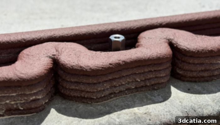 Close-up of geopolymer-based concrete, showcasing its texture and robust appearance, highlighting its potential as a sustainable building material.