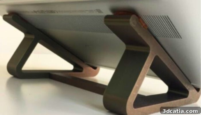 A 3D printed laptop stand that is perfect for back to school, promoting better ergonomics and ventilation