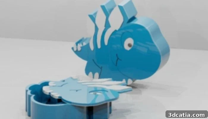A unique 3D printed dinosaur-shaped lunchbox for kids