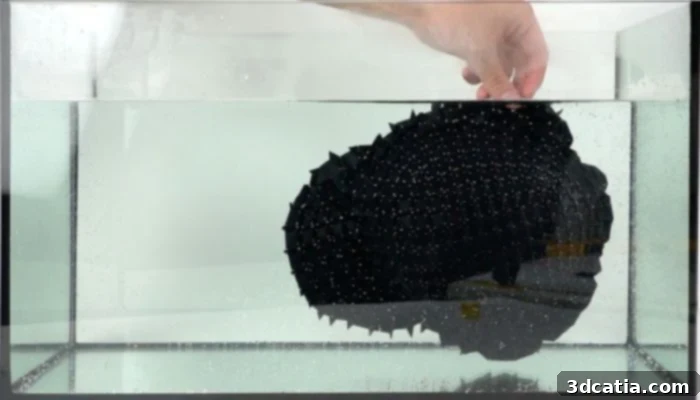 Self-folding material reacting to warm water