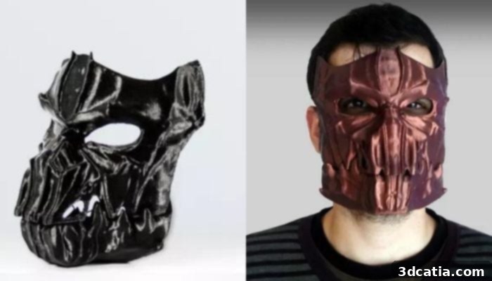 3D Printed Scary Two-Piece Mask with Articulated Jaw