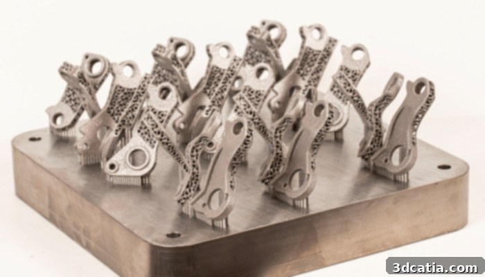 Silca's optimized 3D printed titanium derailleur hangers on the manufacturing tray