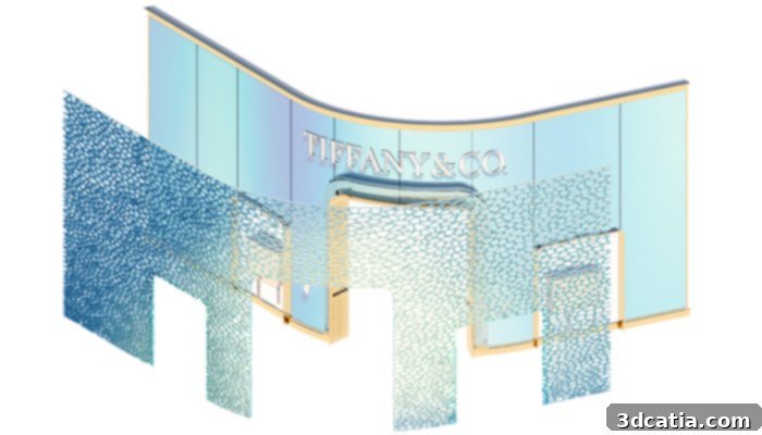 Initial rendering of how the 3D façade would be implemented in the store