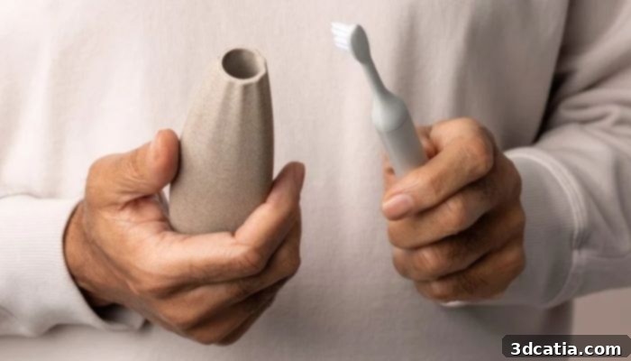 The visible difference in grip between a standard toothbrush and an Accessories holder. The custom 3D printed grip offers a more ergonomic and comfortable hold tailored to individual needs.